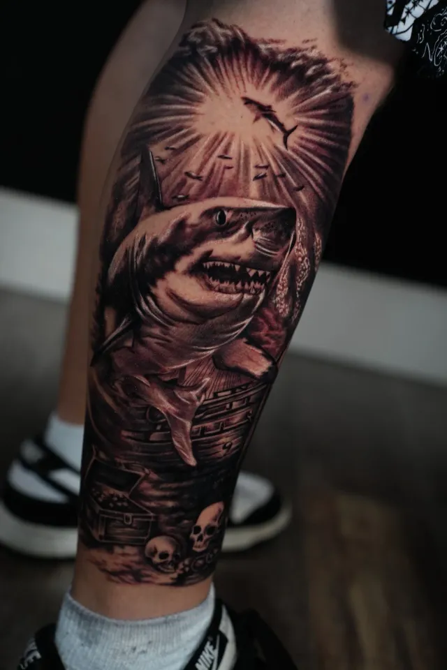 Shark realism tattoo