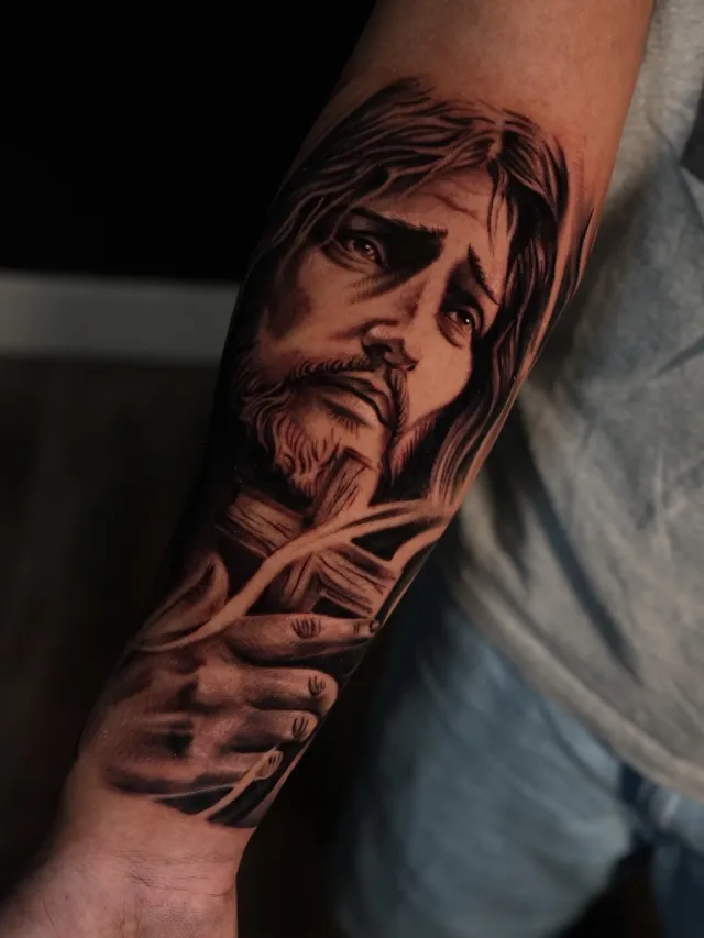 Jesus realism portrait tattoo