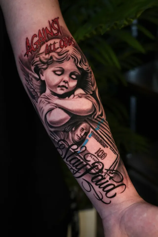 Father and girl portrait tattoo
