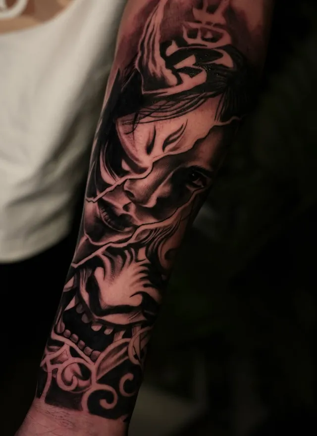 Oni mask tattoo