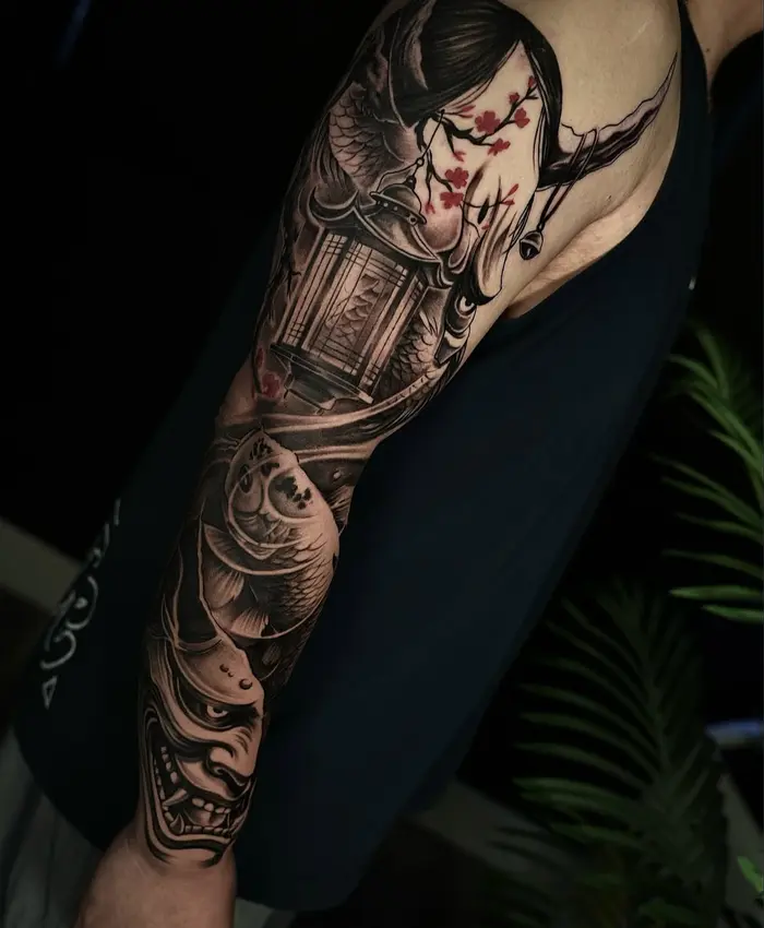 Asian-inspired black and grey sleeve by BillyDaKid